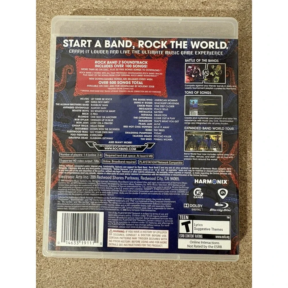 ROCK BAND 2 Game for Sony PlayStation 3 * PS3 * Case and Disc ONLY *